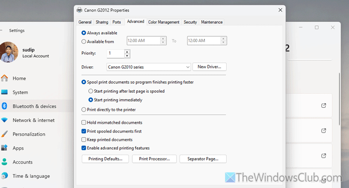 Printer only prints one page then stops on PC