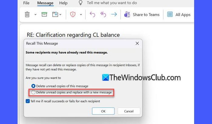 Recall This Message box Recall This Message box
