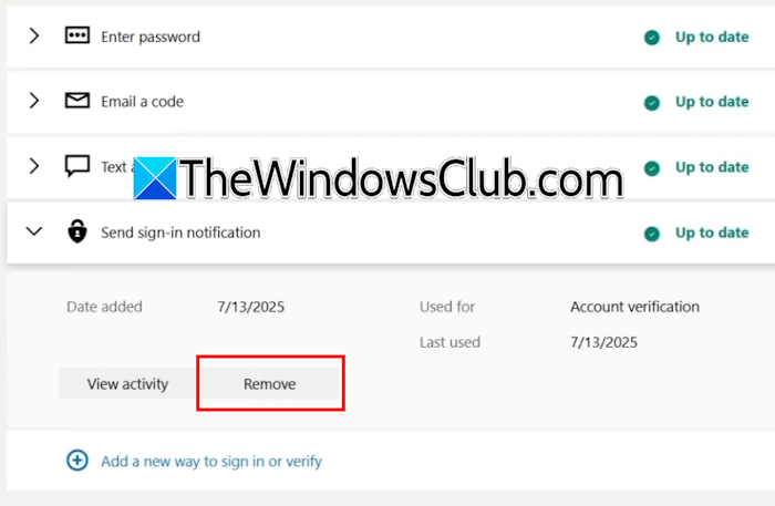 Remove Microsoft Authenticator from account
