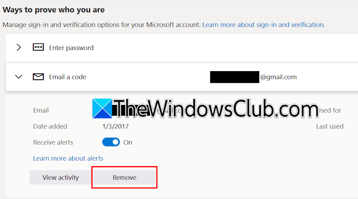 Remove recovery email Microsoft account