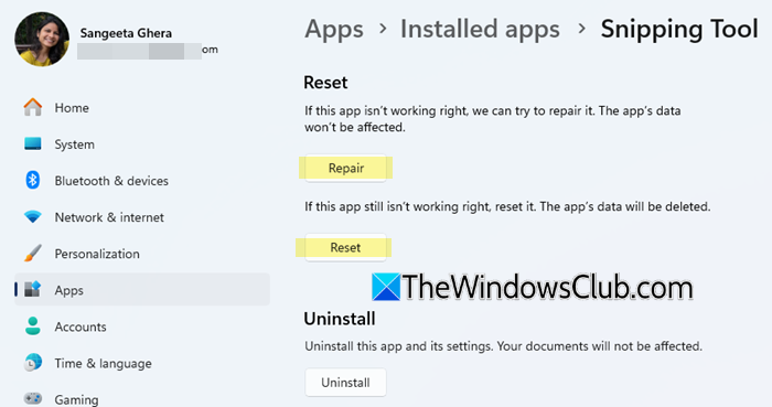 Repair or Reset Snipping Tool Repair or Reset Snipping Tool