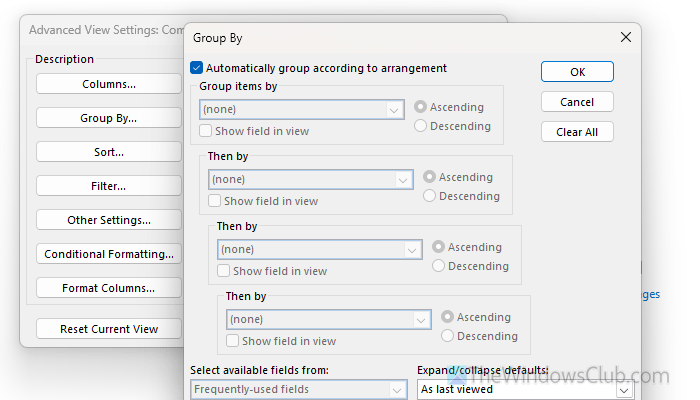 Show as Conversations grayed out in Outlook