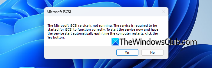 The Microsoft iSCSI service is not running The Microsoft iSCSI service is not running