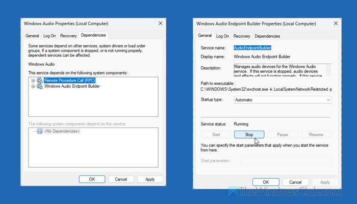 Windows Audio service stuck on stopping
