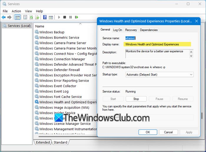 What is Windows Health and Optimized Experiences Service in Windows 11