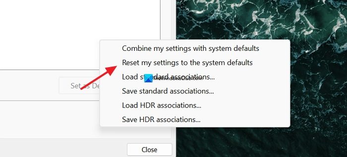 reset colors to system default