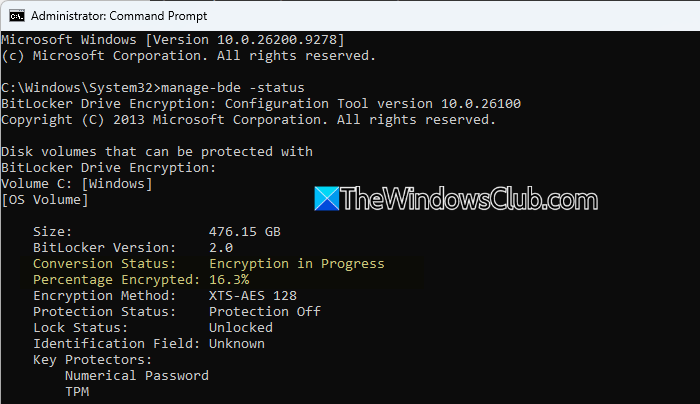 BitLocker Drive Status BitLocker Drive Status