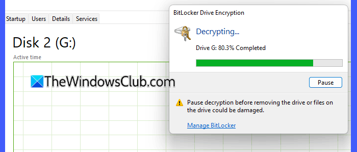 BitLocker decrypting stuck in Windows 11 BitLocker decrypting stuck in Windows 11
