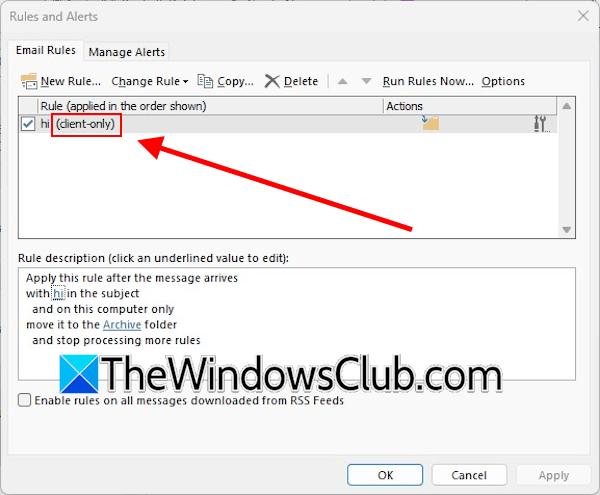 Client side Outlook rule Client side Outlook rule