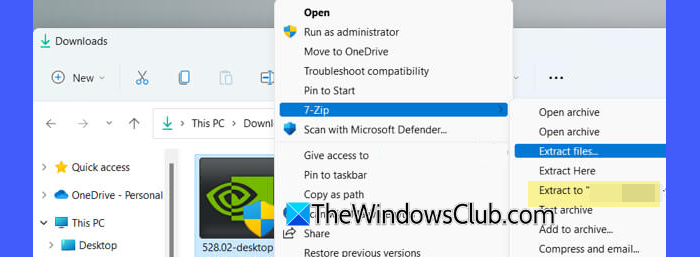 Extract the driver manually using 7-Zip