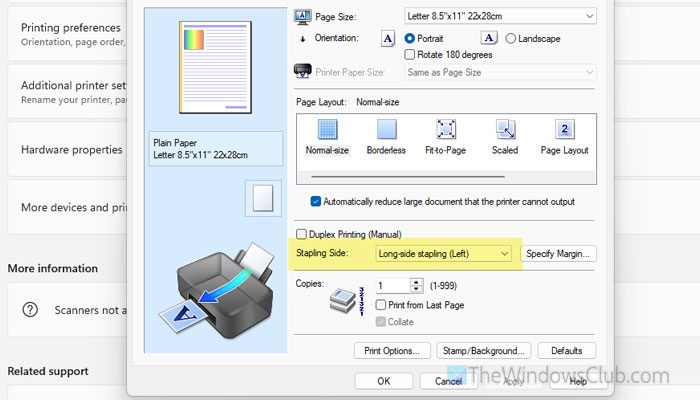 Flip on short edge or Flip on long edge not printing or working