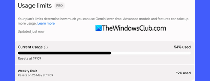 Gemini usage limit