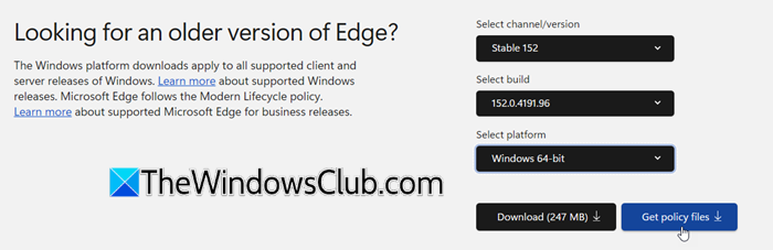 Get policy files Edge Get policy files Edge
