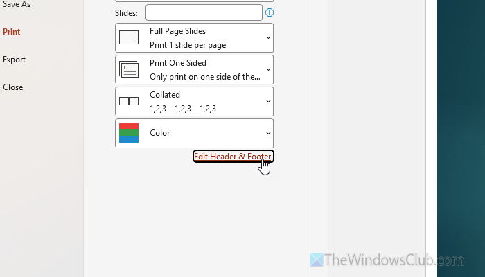 Header and footer not printing in Windows 11