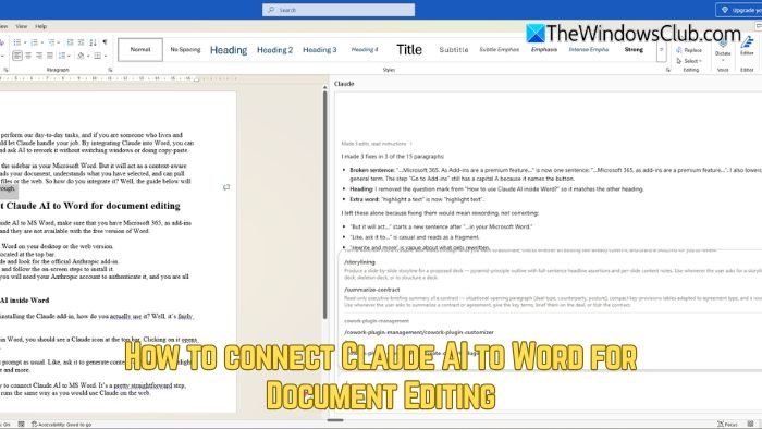 How to connect Claude AI to Word for Document Editing