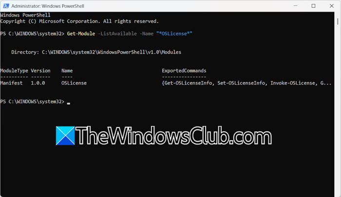OSLicense command in PowerShell OSLicense command in PowerShell
