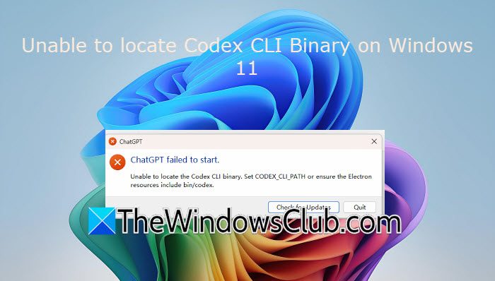 Unable to locate Codex CLI Binary on Windows 11