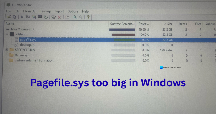 pagefile sys too large