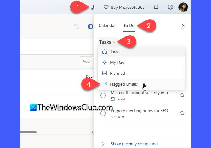 Access flagged emails through the My Day pane Access flagged emails through the My Day pane