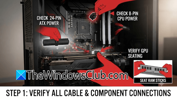 Check all cable connections properly Check all cable connections properly
