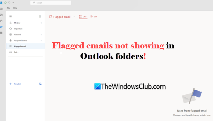Flagged emails not showing in Outlook folders