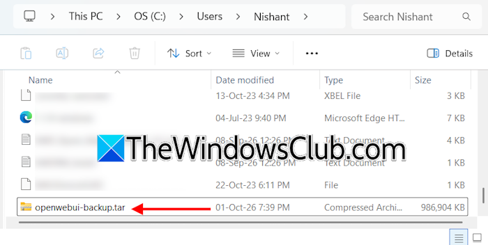 Open WebUI backup file Open WebUI backup file