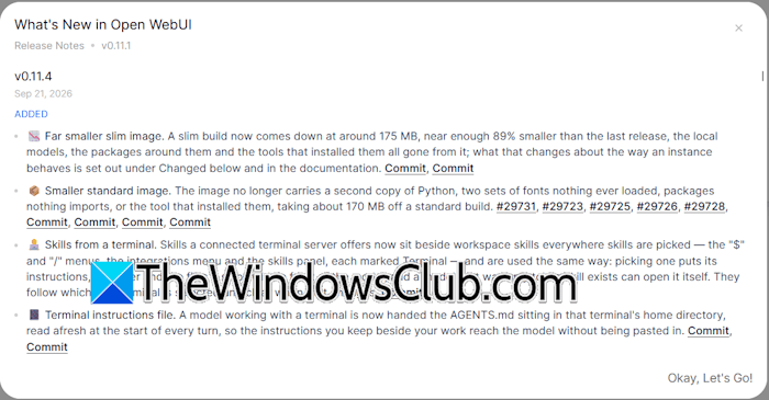 Open WebUI updated to the latest version Open WebUI updated to the latest version