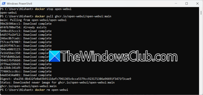 Pull the latest image Open WebUI Pull the latest image Open WebUI