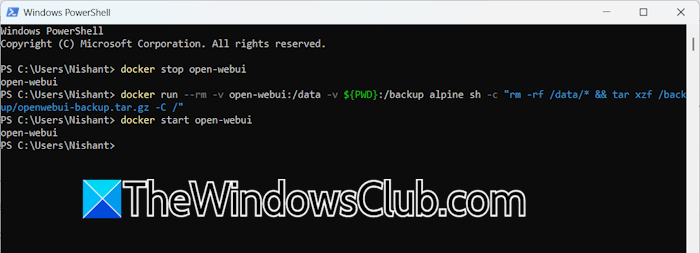Restore Open WebUI data Restore Open WebUI data
