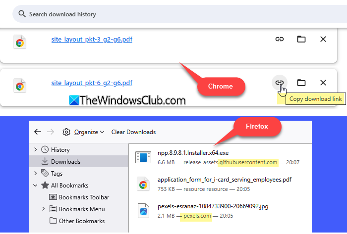 browser's download history browser's download history